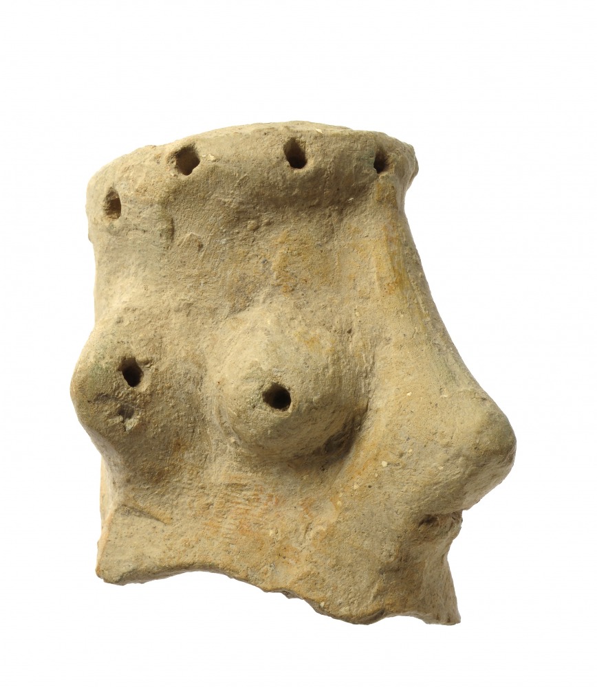ראש גבר מחפירות חורבת קיאפה, מהמאה העשירית לפנהס (צילום קלרה עמית רשות העתיקות)