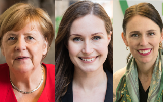 מימין לשמאל - jacinda ardern, Mette Frederiksen, angela merkel. צילומים מתוך ויקיפדיה